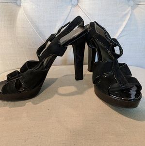 INC Black Strappy Platform Heels